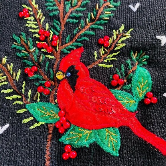 Vintage Bobbie Brooks Christmas Cardinal Button Down Sweater Vest - Picture 5 of 9